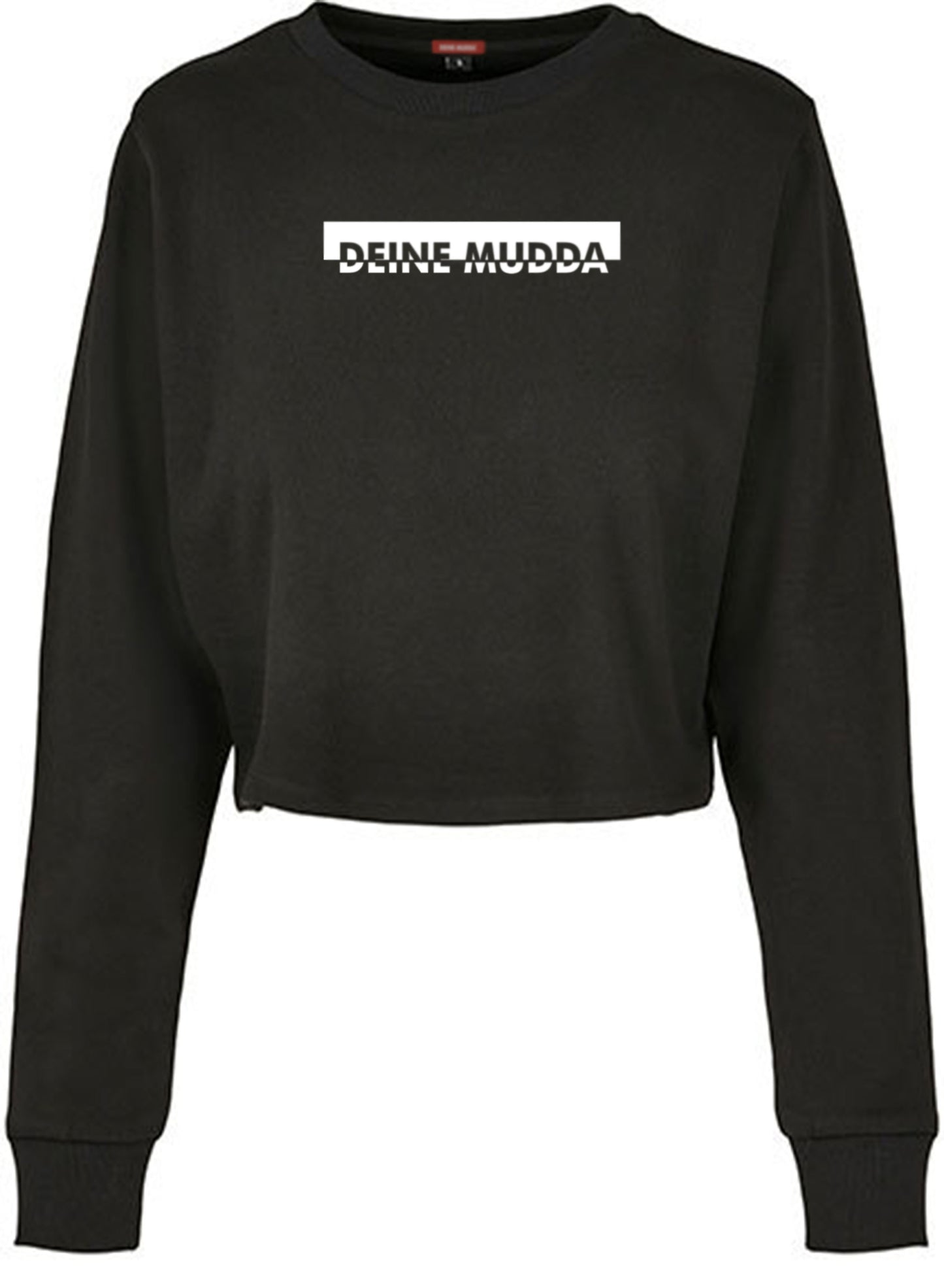 Cropped Pullover für Damen OC CUT weiß (schwarz) DEINE MUDDA®