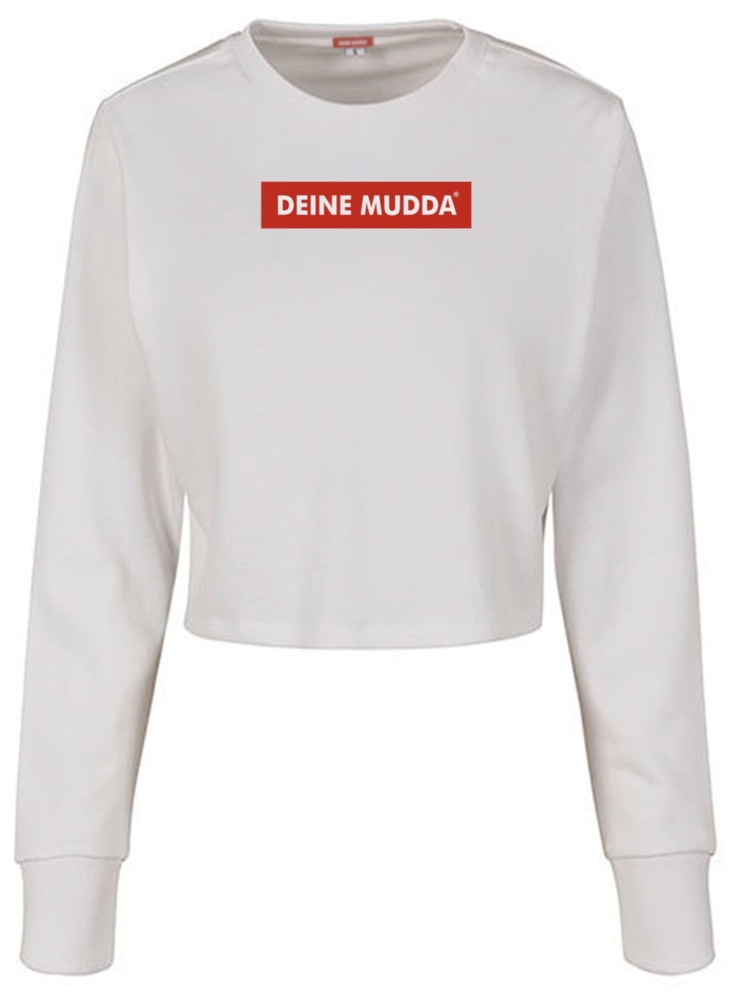 Cropped Pullover für Damen OC Logo rot (weiß) DEINE MUDDA®
