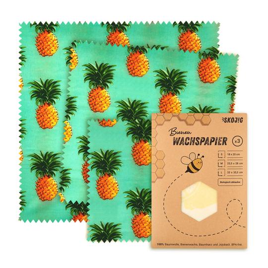 Bienenwachstuch "orange Ananas" (3er Set)
