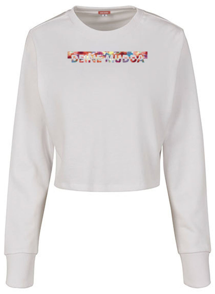 Cropped Pullover für Damen OC CUT flowers (weiß) DEINE MUDDA®