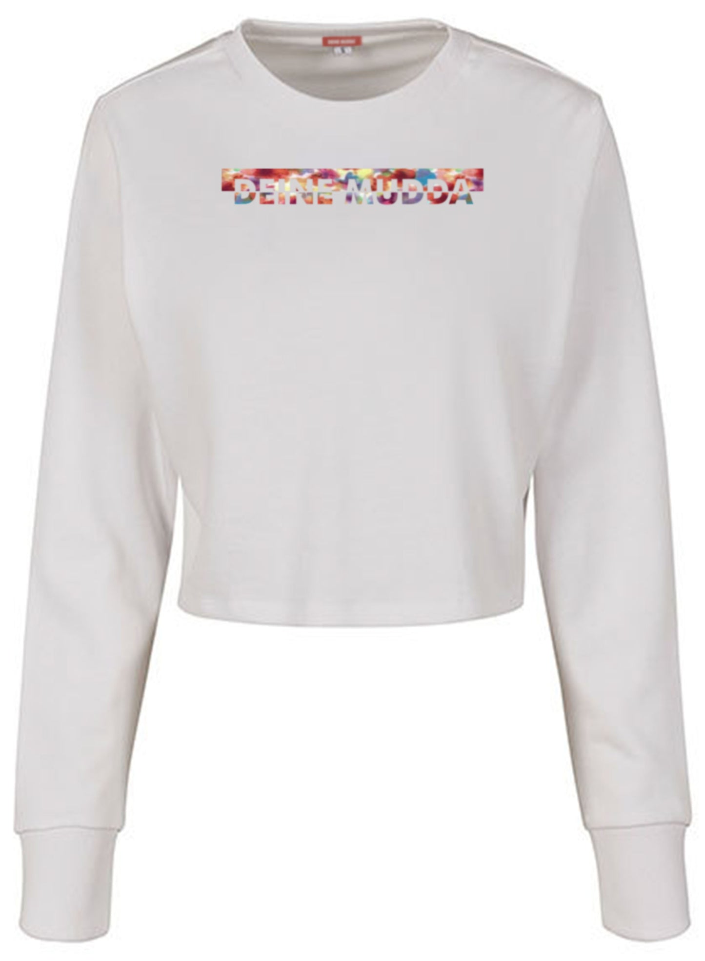 Cropped Pullover für Damen OC CUT flowers (weiß) DEINE MUDDA®